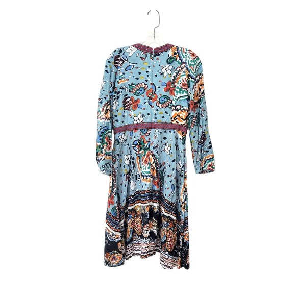 Akemi + Kin Bohemian Beaded Floral Midi Dress With V-Neck & Long Sleeves Anthrop - Picture 3 of 8